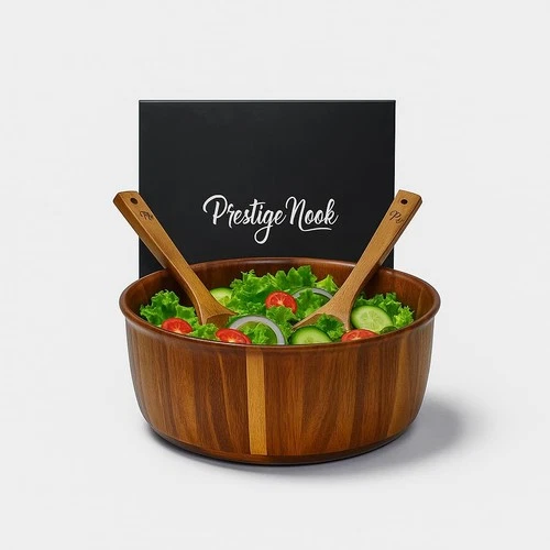 Extra Large Wooden Salad Bowl - 12“ x 5” Acacia Wood Serving bowl with 2 servers