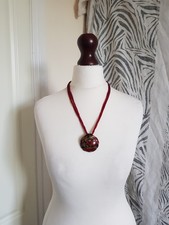 Collana vero vetro di Murano vintage made in Italy ciondolo oro rosso nero con scatola