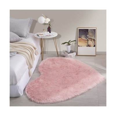 HOMBYS Fluffy 4x6 Faux Fur Heart Shaped Area Rug for Living Roo... FAST USA SHIP