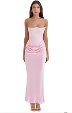 Light Pink Long Corset Dress Prom Wedding Formal