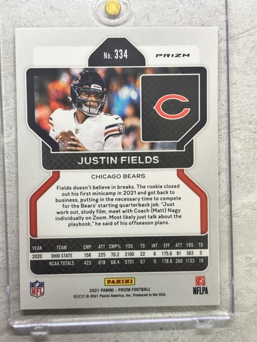 2021 Panini Prizm - Rookie Justin Fields #334 Red Ice Prizm (RC) - Picture 3 of 6
