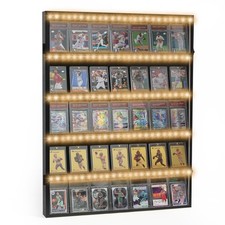 LED Baseball Card Display Case, Graded Sports Card Display Wall Cabinet for Trad