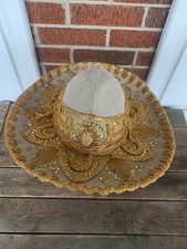 Vintage Sombrero Mariachi Charro Hat For Kids-Youth-Gold-Prop-Decor-Pigalle