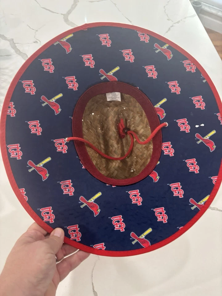 Sombrero de Paja de los Cardenales de San Luis Regalo-Pájaros Rojos Sombrero de Paja SGA USADO EN EXCELENTE ESTADO Envío Gratuito Foto 2 de 4