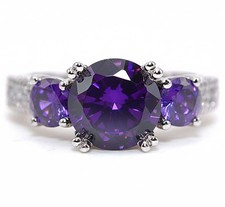 4CT Amethyst  Topaz 925 Solid Sterling Silver Ring Jewelry Sz 6 ZB7