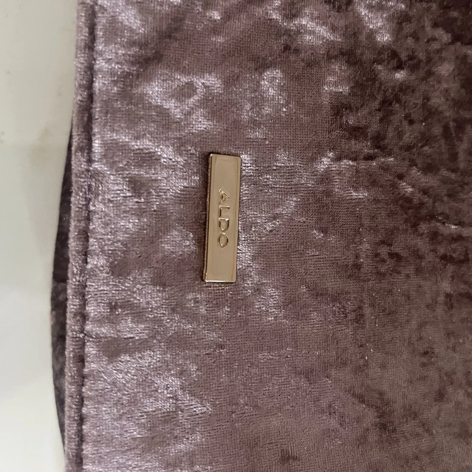 "Cartera pequeña Aldo Durosty en terciopelo rosa pálido aterciopelado mariposas 10,5x8""" Foto 4 de 4