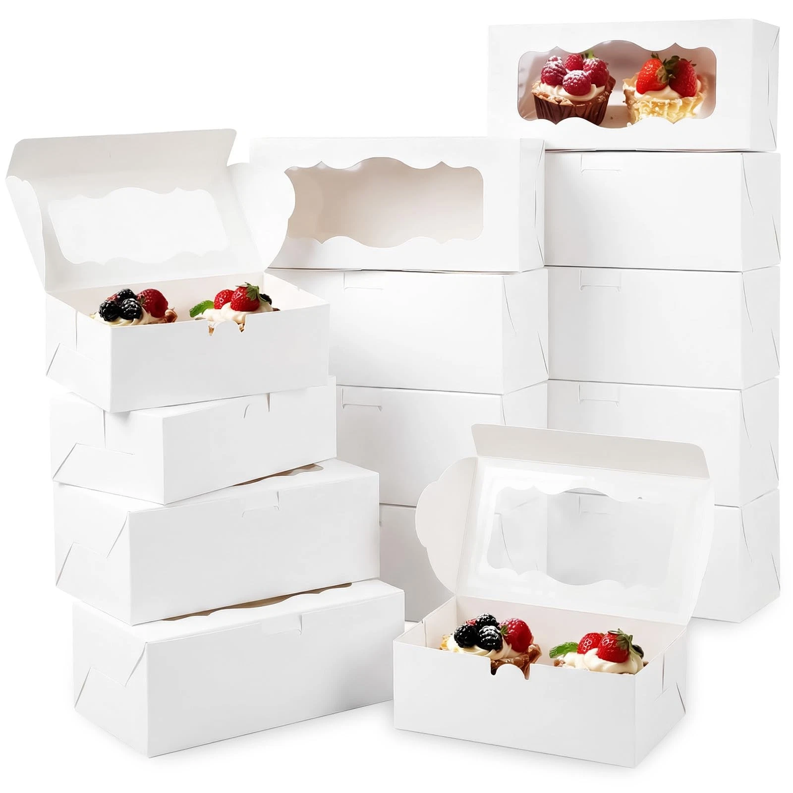 50 Pcs Cookie Boxes, Bakery Boxes with Window, for Donuts, Muffins, Pastries,...