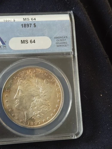 1897 $1 Morgan Silver Dollar Graded Ms 64 By Anacs