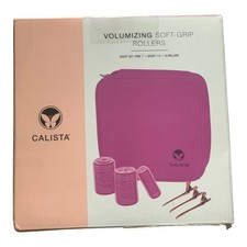 Calista Volumizing Soft Grip Rollers 18 Pc Short Set w/ Case  Clips Pink