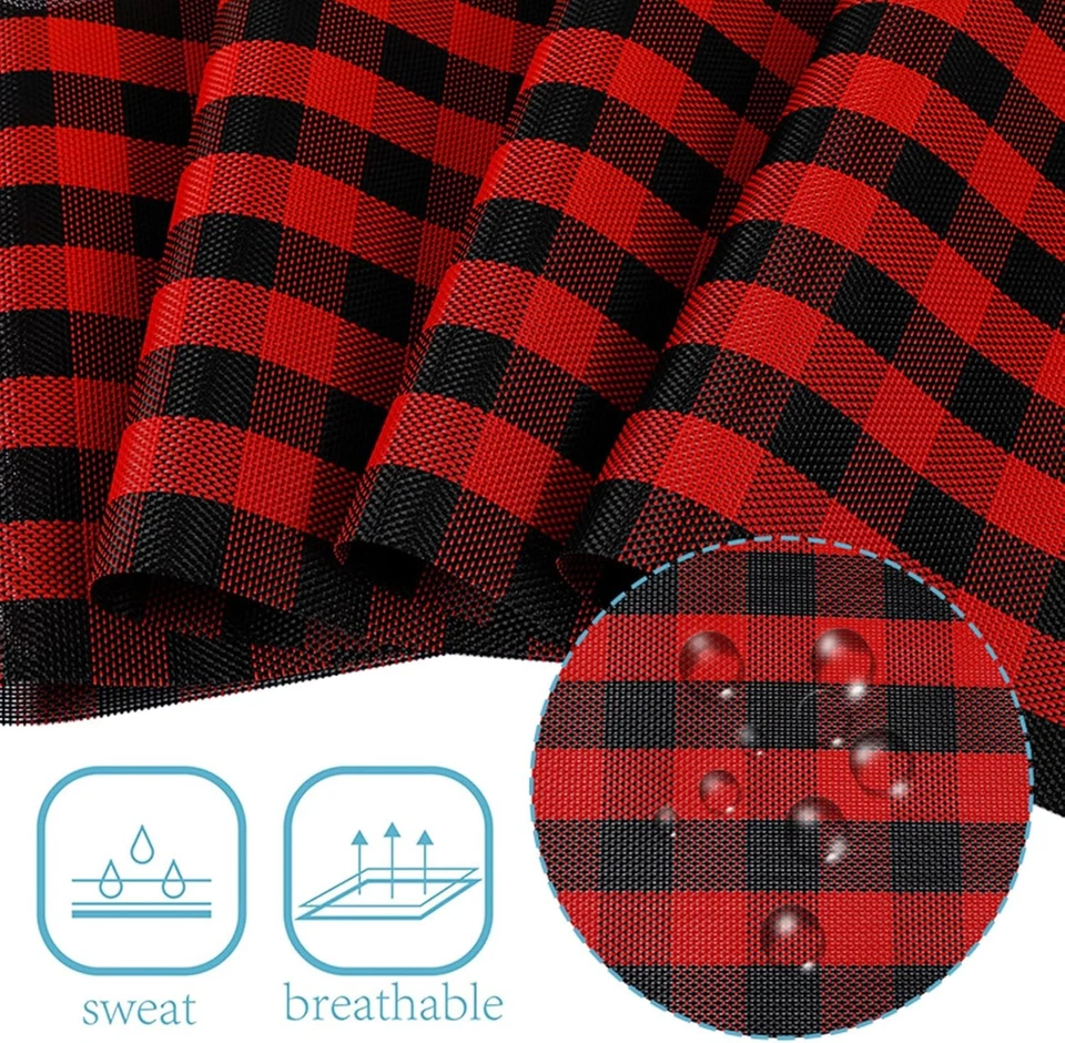 Juego de 6 manteles individuales Buffalo Check interiores limpiables negros grandes, rojos Foto 2 de 4