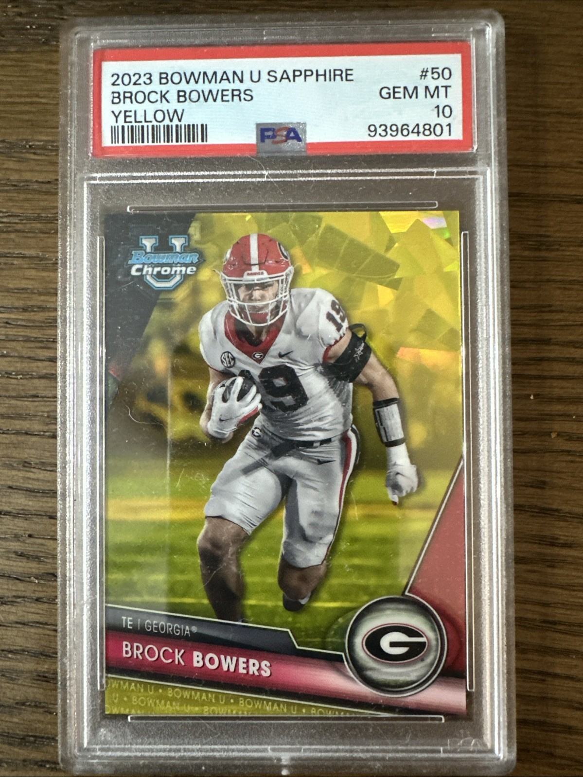 2023 Bowman U Chrome Sapphire Brock Bowers #50 Yellow 27/75 Georgia PSA PSA 10