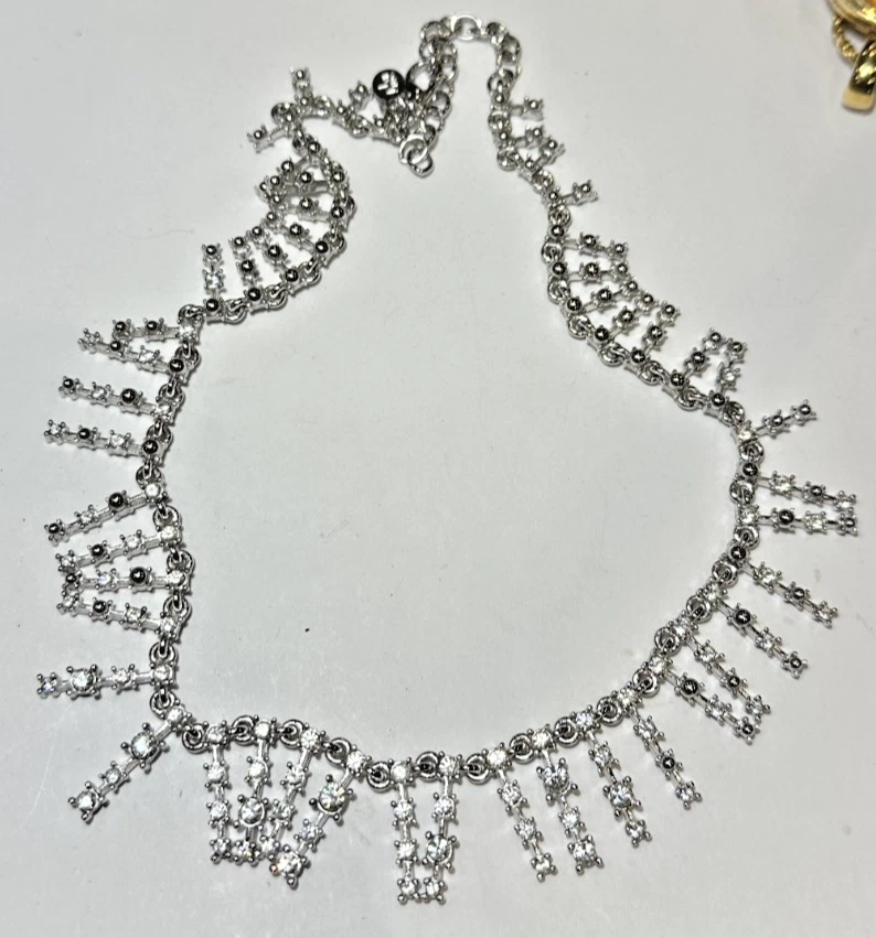 Collana Choker In Cristallo Lucido Argento Di Joan Rivers 17,5" - Immagine 2 di 4