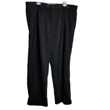 Braggi Louis Raphael Black Dress Pants 44x30 Pleated Front Cuffed Hem Business