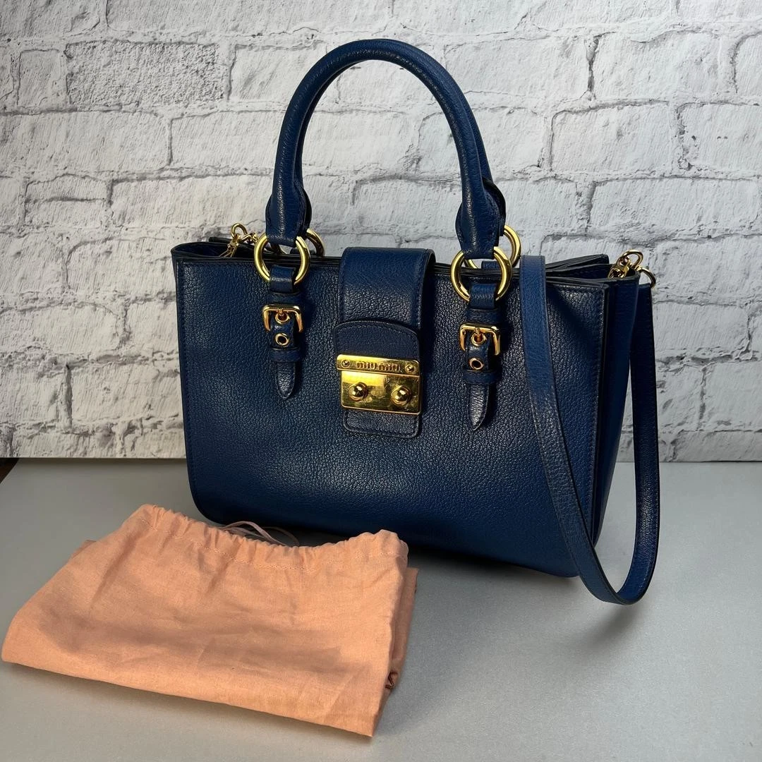 Blue Leather Exterior Miu Miu Bags & Handbags for Women for sale