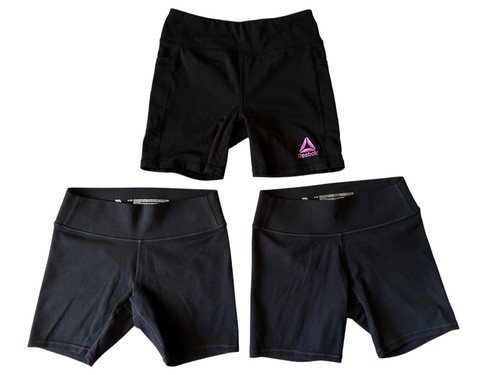 Lot Of 3 Reebok, All In Motion Girls Size 8 Black Exercise Biker Shorts Stretch - Picture 5 of 6