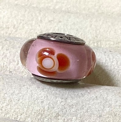 Pandora Retired Rosa Rot Floral Murano Glas Bead Charm S925 ALE Guter Zustand