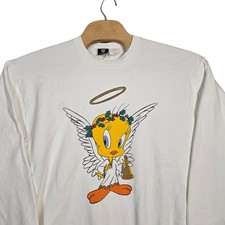 Vintage 90s Warner Bros Tweety Bird Angel Christmas Crewneck Sweatshirt Mens L