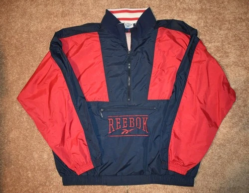 Reebok 1990's Vintage Colorblock Pullover 1/4 Zip Vintage Windbreaker LG - product listing photo