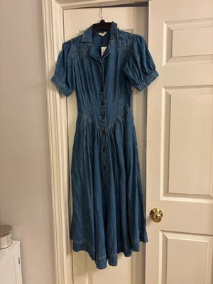 baby girl denim dress Shea Girls Ruffle Short Sleeve Blue 3/6 Size:ONE SIZE FOR SML(4-14) available skirt Button closure 7 Best Spring Dresses