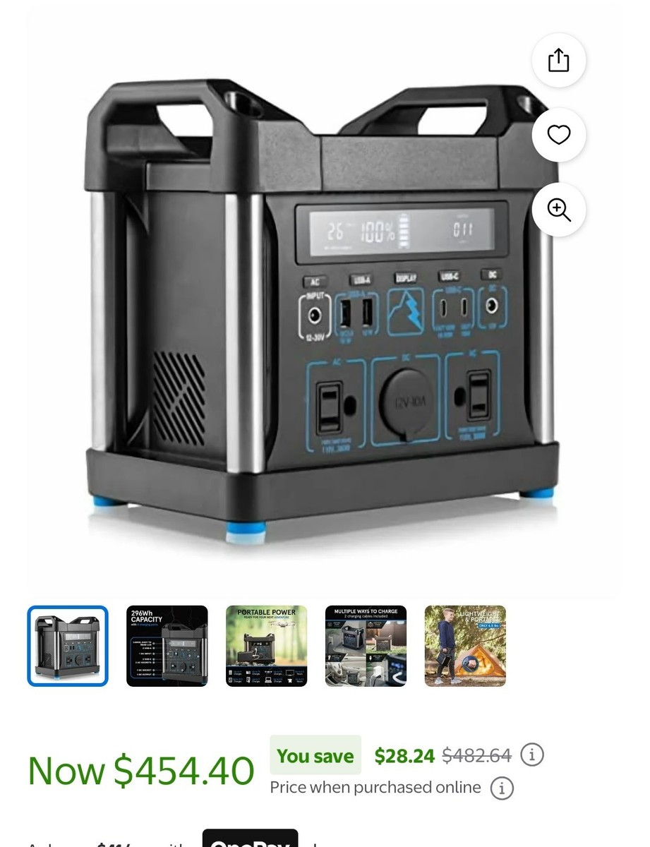 POWER RIDGE X-300 POWER STATION PORTABLE 296WH LITHIUM-ION BATTERY
