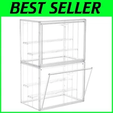 3-Layer Acrylic Display Case for Collectibles, Magnetic Door