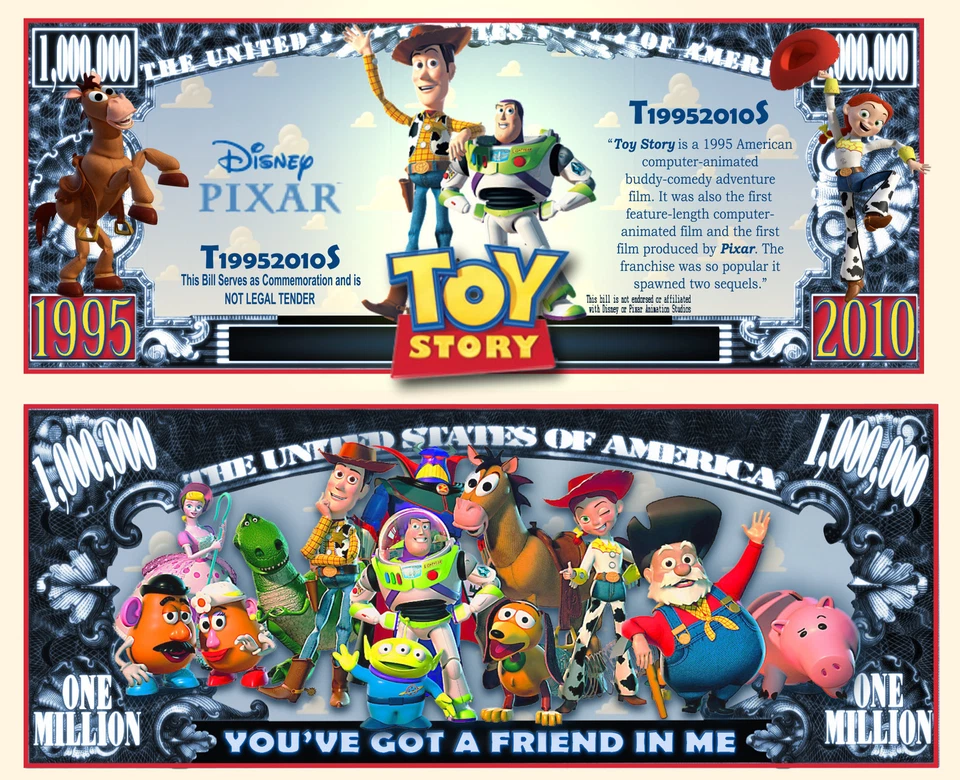 TOY STORY BILLET 1 MILLION DOLLAR US! Collection dessin animé Walt Disney Pixar