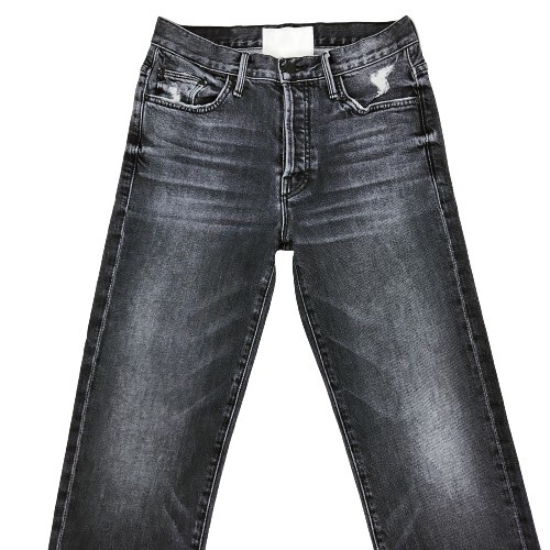 Mother Black Of Cats & Kings Button Fly The Saint Chew Raw Hem Jeans Women's 24 - Picture 3 of 17