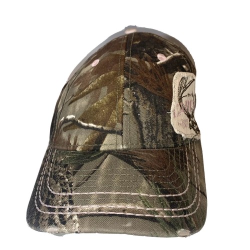 Cabela RealTree Camouflage Pink Accents Hat Cap Hook and Loop Strap Adjustable - Picture 3 of 8