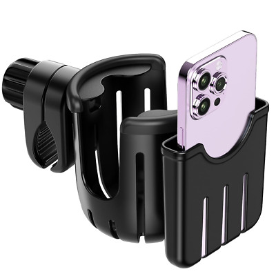 Stroller Cup Holder with Phone Holder, Universal Bottle Holder for Wheelchair, W