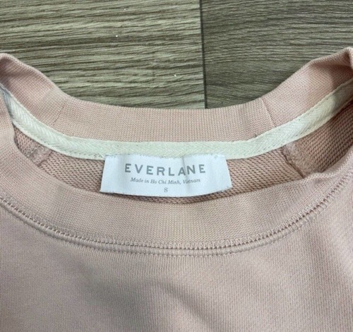 Everlane 100% Cotton Light Pink Raglan Sleeve Crewneck Pullover Sweatshirt sz S - Picture 6 of 9