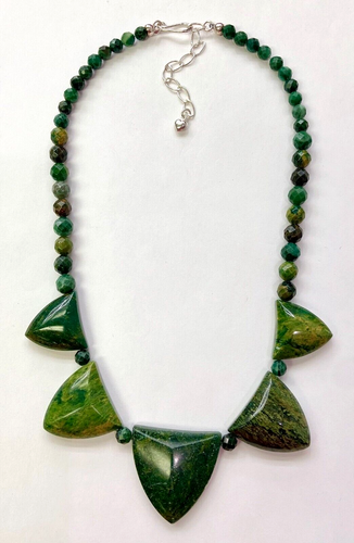 HSN Jay King Sterling Silver Green Verdite Gemstone 18" Necklace
