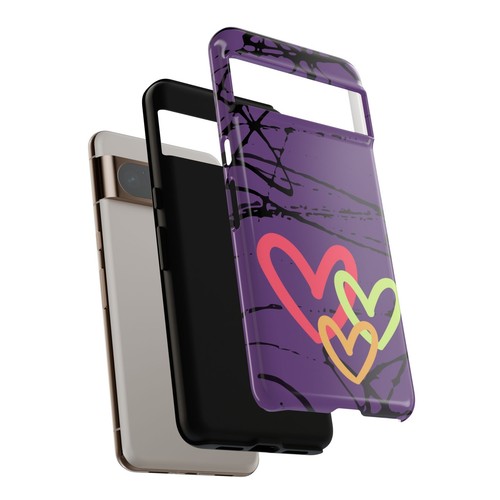 Hearts on Purple & Black Tough Handyhülle für iPhone, Samsung Galaxy, Goog Pixel - Bild 149 von 285