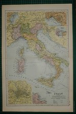 1905 ANTIQUE MAP ~ ITALY ~ ROME PALERMO SICILY MESSINA NAPLES TUSCANY EMILIA