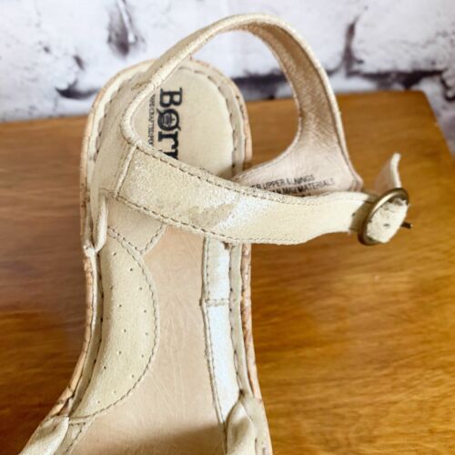 Geborene bequeme Leder-Sandalen offene Zehenpartie Kork Keilabsatz goldfarben schimmernd Damen 8 - Bild 8 von 11