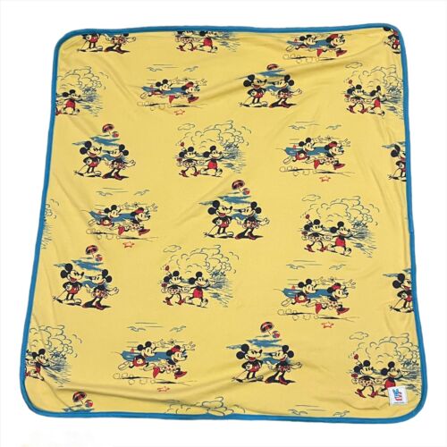 Disney Junk Food Receiving Blanket Mickey Minnie Mouse Yellow Blue - Afbeelding 1 van 3