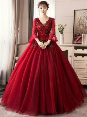 Women's Floral Wedding Pageant Gown Party Dress Bride Banquet Prom Red Dress | eBay Women's Floral Wedding Pageant Gown Party Dress Bride Banquet Prom Red Dress | eBay