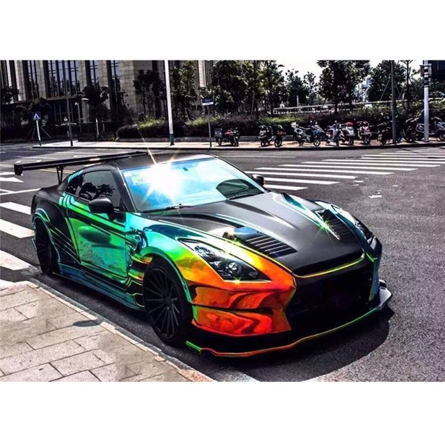 Roll Black Holographic Car Wrap Film Vehicle Wrap Vinyl Air Release 54