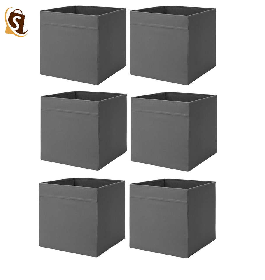 New Drona 33x38x33cm Storage Box Cube Shape Canvas Shelf Fabric