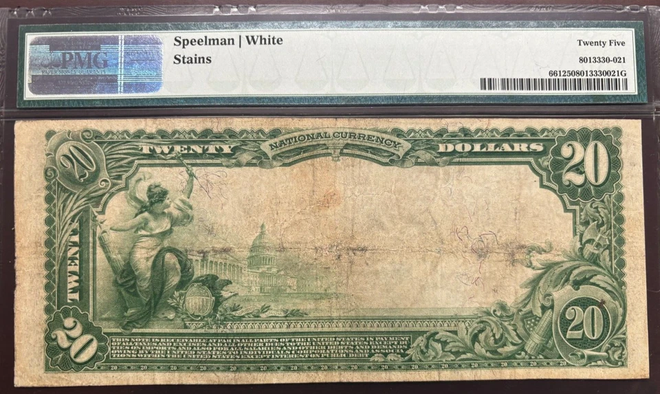 1902 $20 The First NB of Salem Ohio Plain Back CH#43 Fr 661 PMG 25 - Sharp Note - Image 3 of 3