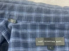 Hart Schaffner & Marx Men's Blue Plaid Cotton Casual Shirt L Large Made in Italy