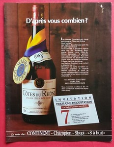 Pressewerbung: Alkoholisches Getränk Wein CÔTES DU RHONE Mikrowelle THOMSON 1987