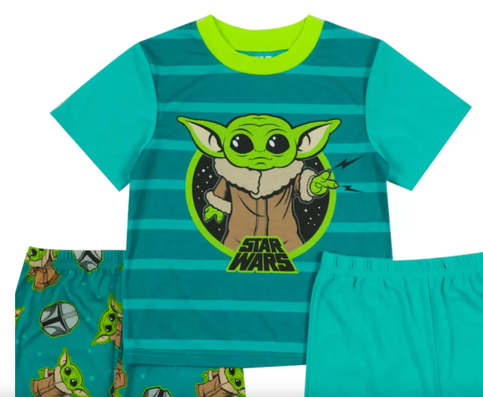 3 PC Baby Yoda Pajamas Set Shorts T Shirt Pants Boy 6 8 10 12 Grogu Mandalorian - Image 2 of 4