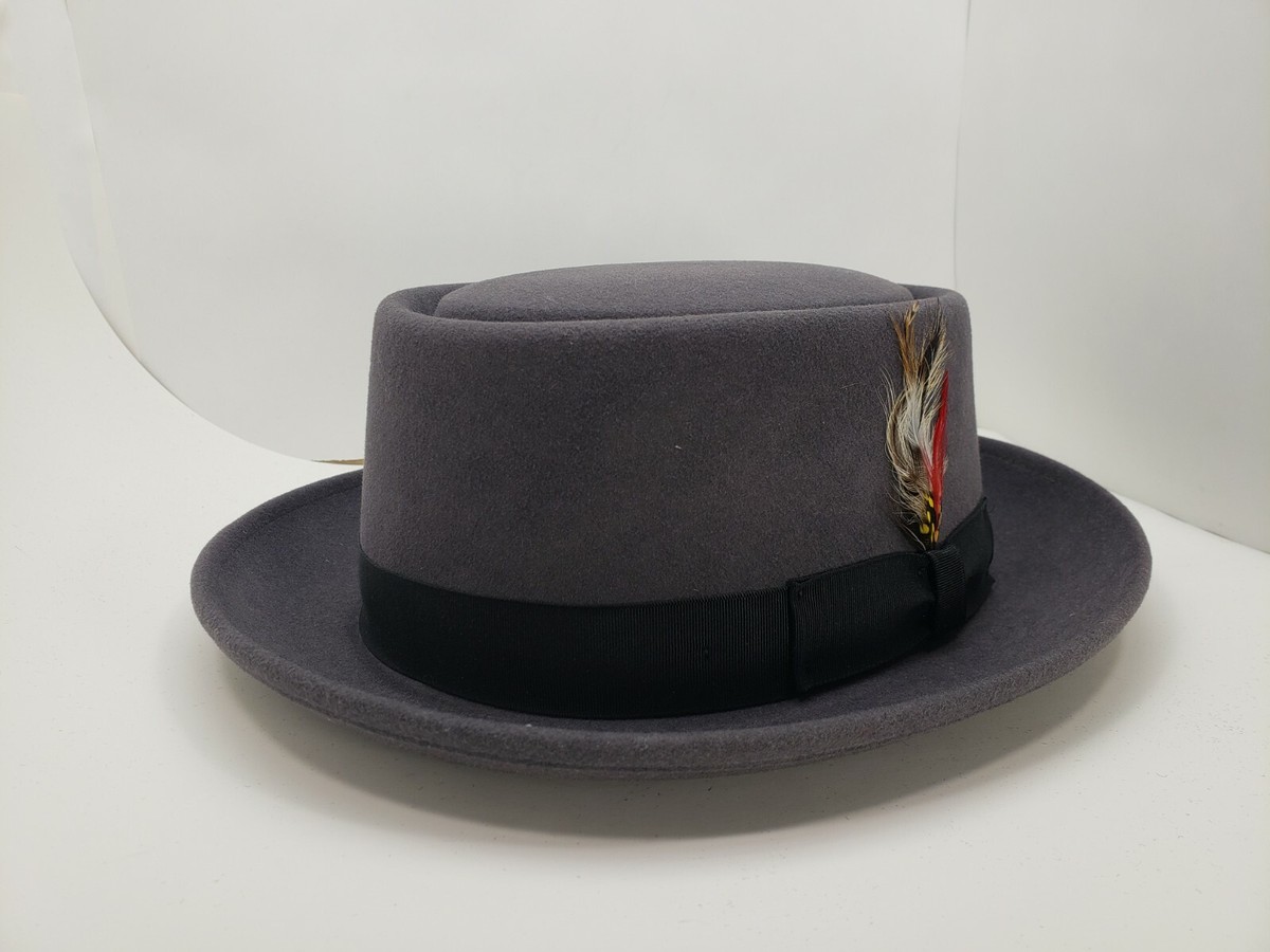BAILEY DYNAFELT PORKPIE HAT STEEL GRAY MADE IN USA