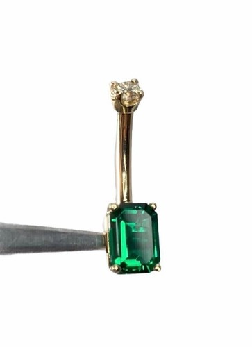 2Ct Emerald Lab Created Emerald  Belly Button Ring 14K Yellow Gold Finish - Picture 1 of 3