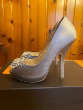 Bradley Mischka Lissa Womens grey shoes with gems on toes.
