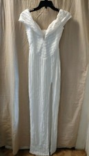 Miss Ord Off Shoulder White Sequin Gown Sz S