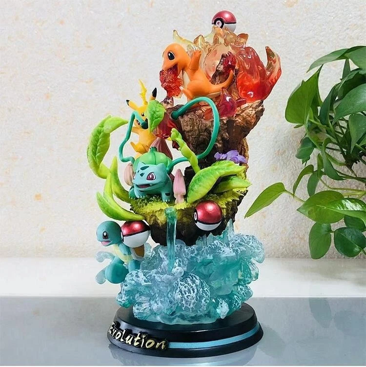 Action Figure Pokémon Starter Evolution 26cm STATUA DA COLLEZIONE Anime - Immagine 2 di 4