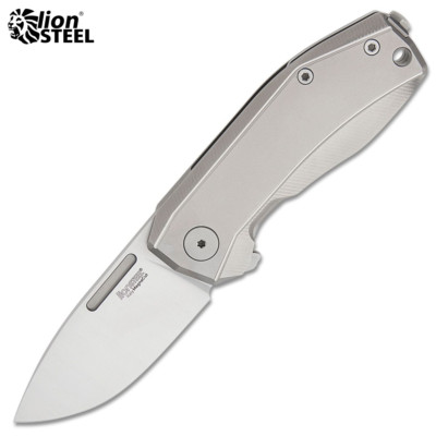 LionSteel Nano Flipper Knife CPM-MagnaCut Blade Gray Titanium Handles NA01GY