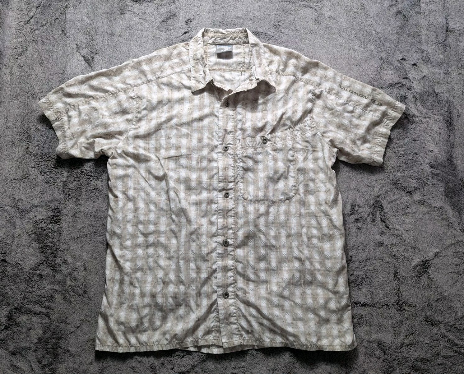 Salomon Camicia Uomo Manica Corta con Bottoni Taglia Large Beige