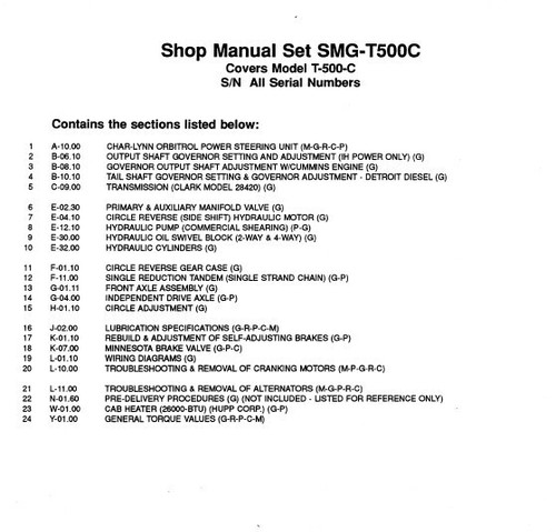 Galion T500C Motor Grader Service Parts Manual Set Catalog Repair Book 07995-Up - Picture 2 of 22